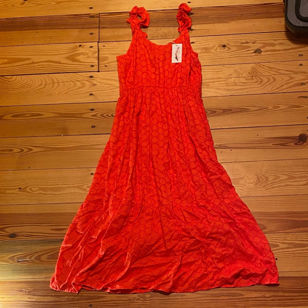 Jessica Simpson Red Maxi Dress with Ruffled Straps
